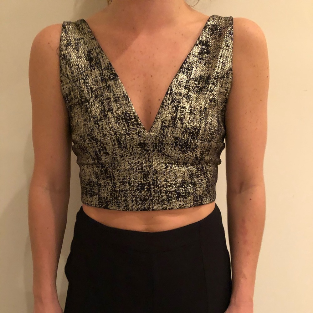 Alythea gold and black crop top
